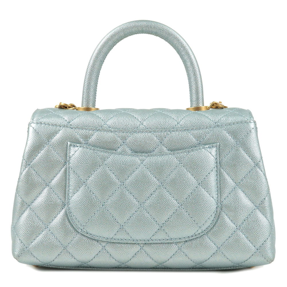 Chanel Handle Blue Caviar Matelasse Bag Skin Coco Shoulder